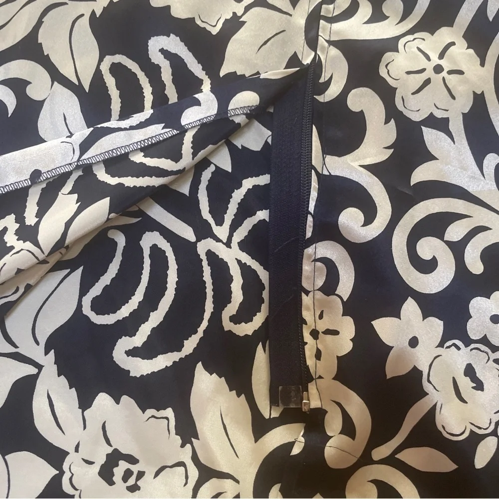 Natori Vintage Full Zip Caftan Robe & Gown Set Navy Neiman Marcus Long Kimono M